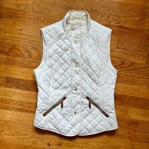 Zara White Quilted Zip Up Vest